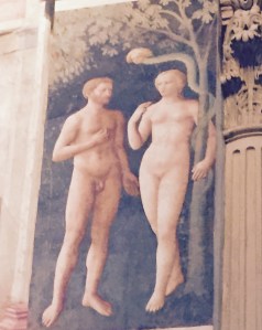 Brancacci Chapel Carmelite Monastery Florence; Massachio fresco of Adam and Eve before the 