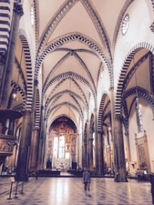 interior of St Maria Novella church Florence Romanesque than Alberti Gothic additions