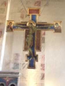 Cimabue flood damaged crucifixion in Santa  Croce 'Chapter House'