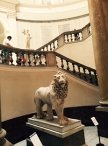 marble double staircase at the National Museum of Archaeology in Naples 