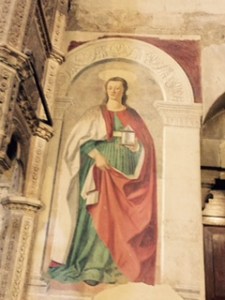 Fresco of Mary Magdalene by Piero della Francesca in the Duomo Arezzo Italy.
