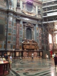 Richly inlaid stone walls of the Principal Medici chapel in San Lorenzo Florence