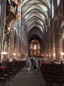 Strasbourg cathedral interior ..the stained glass cannot be photographed without back lighting. It is unique, high, everywhere and very fine; extraordinary rose window.