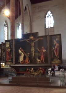 "Grunewald's" C16th masterpiece ..part of the Isenheim altar piece from the Unterlinden Museum in Colmar. It is the town's greatest claim to fame