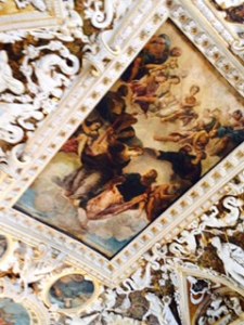 Doge's Palace Venice ..amazing painted and crafted ceilings just on the stairways