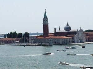 View of the harbour of Venice from St Mark's Square looking towards the Salute Church