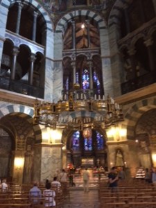 Aachen cathedral interior showing part of the octagonal 'original core' from the C9th 