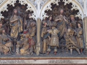 Tiny part of the many exceptional carvings found in many places in Amiens Cathedral. It would take a year of study to disentangle them all