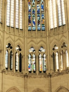 Part of the interior decoration above the high altar in Amiens Cathedral. It is always frustrating not to be able to relay the stained glass window impact