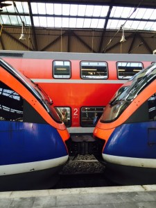 European trains in action including double decker trains