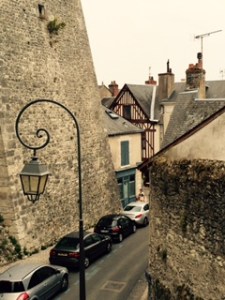 Blois ancient city wall and street view