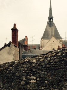 Another view of the early Gothic church in Blois in the middle of old town