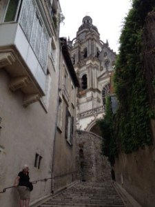 External view of St Louis Cathedral in Blois  we had to climb up about 80 steps to see this church