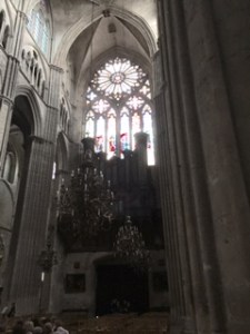 Gorgeous stained glass rose window in Bourges Cathedral of St Etienne.