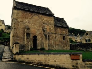 Tiny Saxon church of St Laurence in Bradford on Avon dating back to at least the C12th where it is noted by William of Malmesbury
