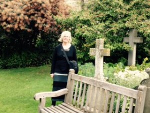 Ann in the memorial garden of Bristol Cathedral