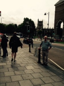 Richard in sight of another cathedral in Bristol