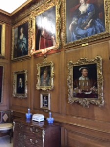 Burghley House drawing room with Elizabethan portraits