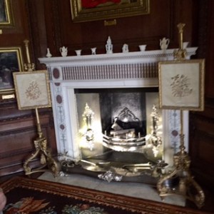 One of four silver fire places with silver fire instruments...silver on steroids!