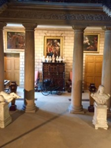 Burghley House sculpture room below Hell Staircase with antique pram