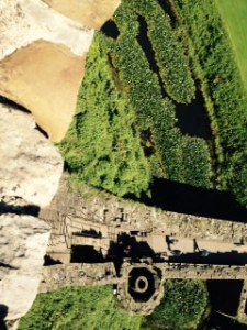 Vertigo view from the top of the fortified keep of Cardiff Castle