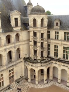 Extraordinary double spiral staircase inside Chambord Chateau; remarkable design work