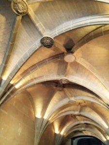 Detail of ornate Renaissance ceiling in front hall of Chenonceau