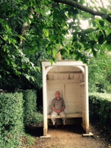 Richard having a think himself in a place to rest on the sandwalk