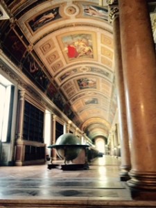 Astounding library which disappears into the distance with leather bound volumes. Richard was happy here