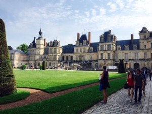 Fontainebleu Chateau has been a royal palace since the C12th and its grounds, buildings and gardens, like Versailles cannot be comprehended in one of shots. It is less dramatic than some European palaces but very ordered and dignified