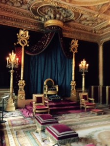The Throne Room at Fontainebleau. Kings were not crowned here but at Rheims Cathedral however many royals administered from Fontainebleu and preferred it to Versailles and Paris