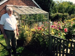 Brian surveying the next job in the amazing veggie patch at Forge House