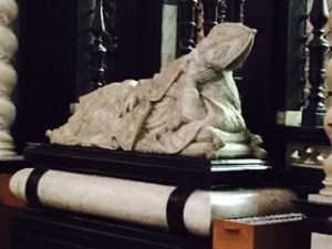 A very relaxed bishop in his tomb in the sanctuary of St Bavo's Cathedral Ghent.