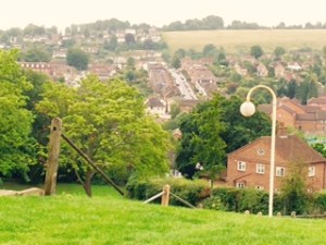 Commanding view over Guildford from the sides steps of the Guildford Cathedral