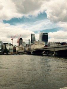 New skyscrapers emerging from the London skyline as seen from the south bank of the Thames