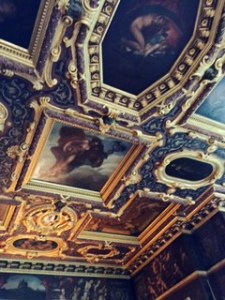 Ceiling in one of the three extraordinary State rooms. One of the marquesses was deeply influenced by travelling to Italy and the ceilings were modelled after the Doge's Palace ceilings in Venice