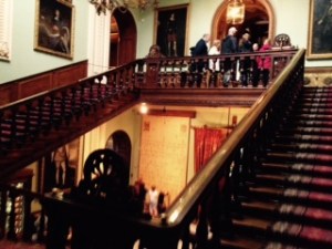 Front staircase at Longleaf. The house contains over 1000 paintings many of them portraits of the family over 600 years and also a number of royal portraits. Elizabeth 1 visited this house