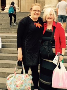 Ann catches up with her niece Naomi Woolley on the steps of St Paul's Cathedral London