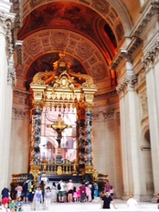 Baroque Altar and baldachino behind Napoleon's Tomb at the Church of the Dome. Napoleon probably would have approved. It is not to my taste!