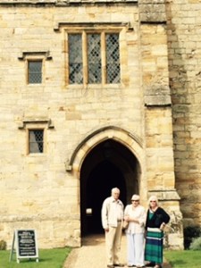 Ann, Brian and Joyce at the entrance to the Gothic Baronial hall at Penshurst Place in Penshurst Kent