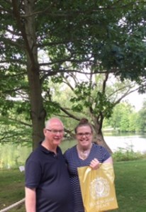 Richard and Naomi with spoils from the Royal Shoppe!