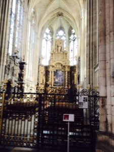 Rouen high altar hidden behind forbidding steel gates. Very off-putting!
