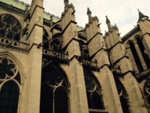 Abbot Suger who substantially altered the church in the C14th added many features that were later to become Gothic necessities and which enabled the extreme height of later buildings elsewhere. Suger is credited with the origination of Gothic style but of course this is contested.