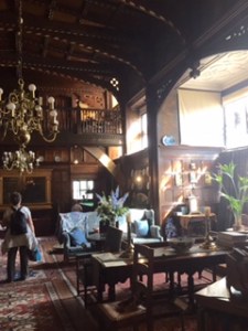 Wightwick Manor Baronial hall, paintings, ancient carpets, furniture, books