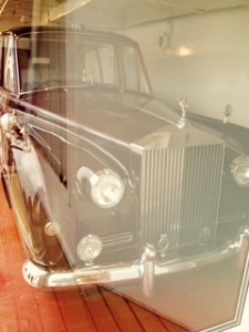 The Queen's Rolls Royce travelled with them to other lands. the bumper had to be removed to get it into the space