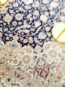 Close up of the royal lounge room carpet on the Brittania ..great taste..same Persian carpet as Prideaux Castle in Berwick!