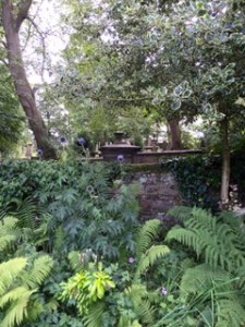 The graveyard between the house and the church...a sombre place to have outside your bedroom!