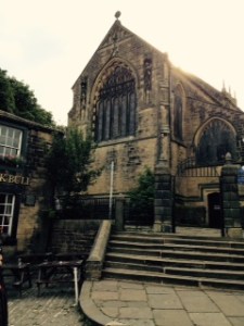 The rebuilt C19th church of St Michael and All Angels