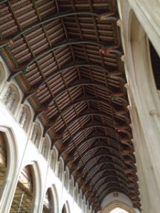 painted ceiling of Bury St Edmunds Cathedral nave difficult to capture with iPhone