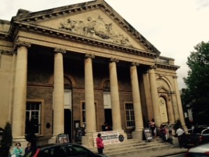 Palladian Corn Exchange in Bury St Edmunds busy today on Market day with a Brewing festival